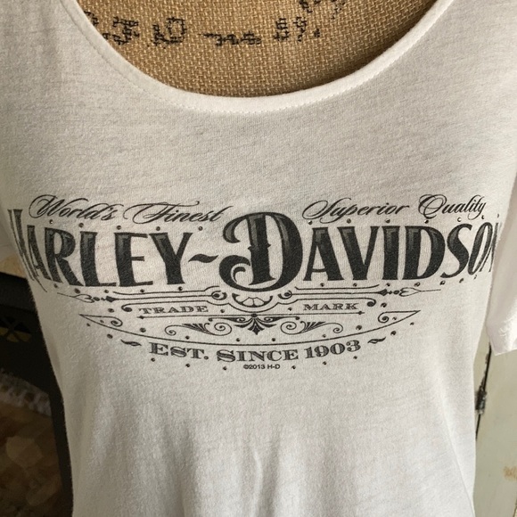 Harley Wild Prairie MN rounded hem white short sleeve tshirt rhinestones - Picture 2 of 16